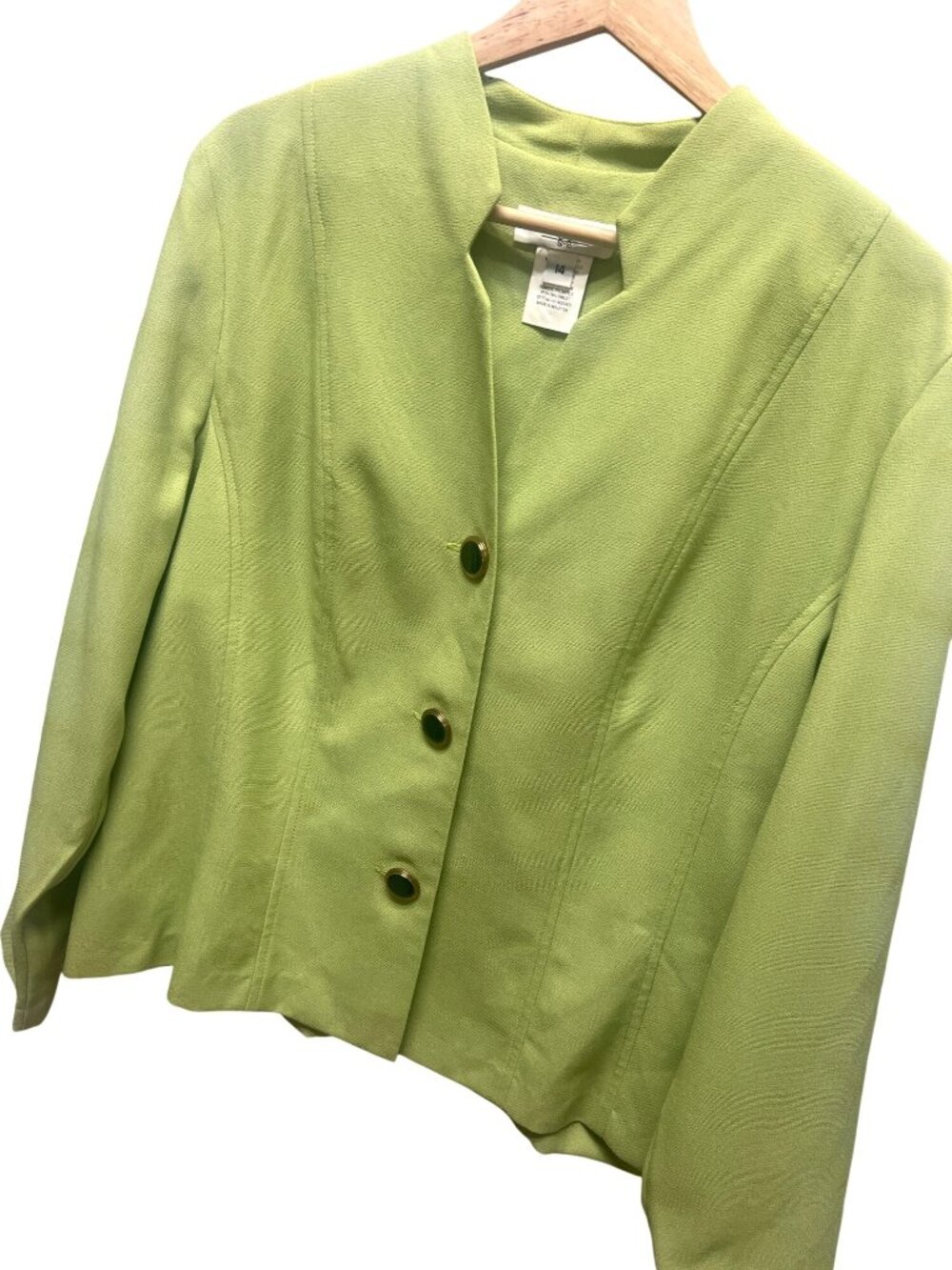 Miss Dorby Vintage 90's Charteuse Polyester Cropped Blazer
